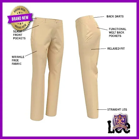 Plus Size Relaxed Fit Straight Leg Pants Wrinkle Free Casual Wear - Picture 5 of 7